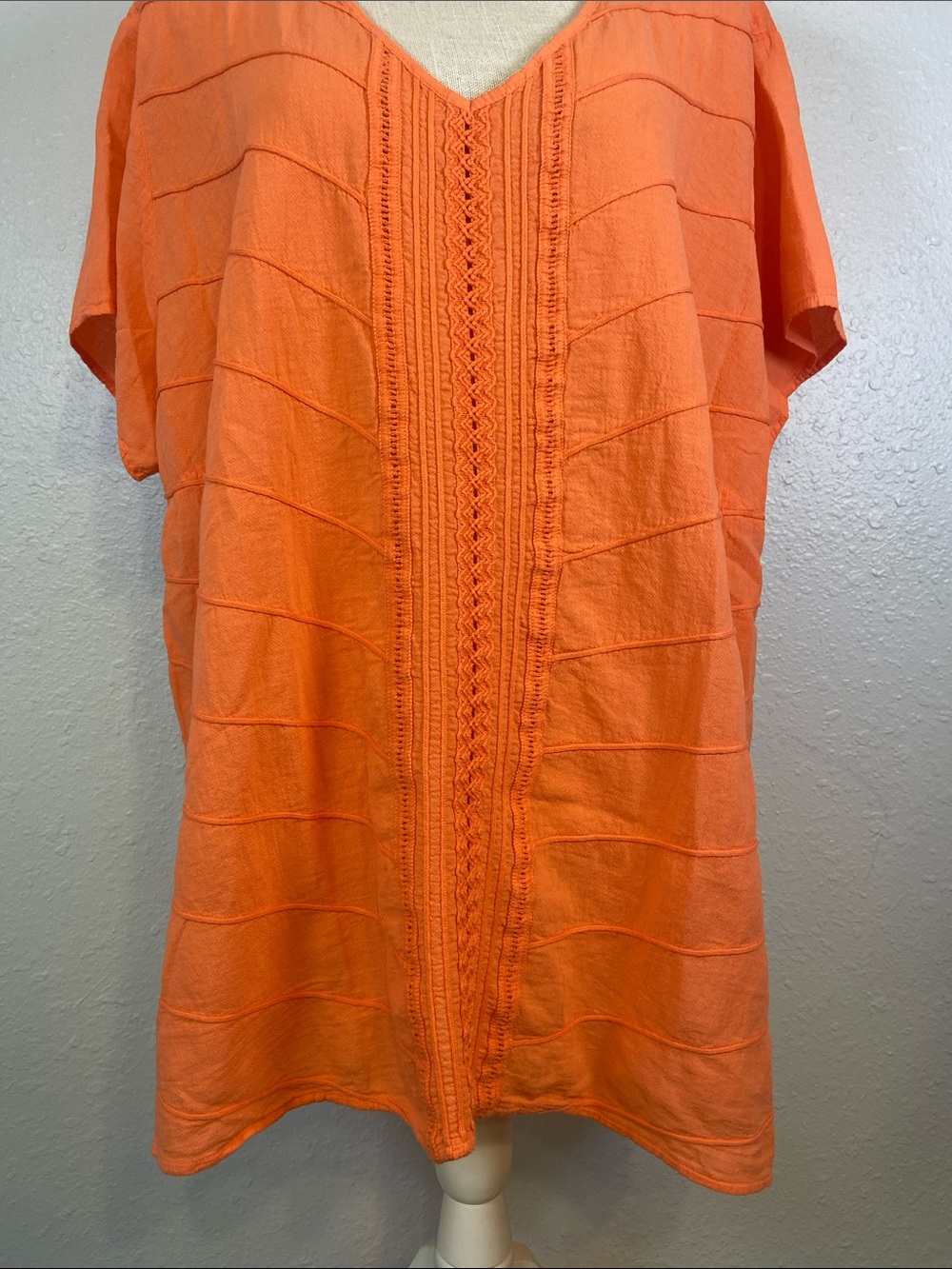 Soft Surroundings Orange 100% Cotton Lightweight Chic Embroidered Blouse Size 2X - Picture 3 of 7